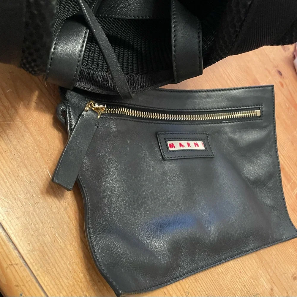 Marni Color‎ Block Leather Parachute Backpack Purse Italy